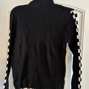 Black Sweater with Checkered Sleeves